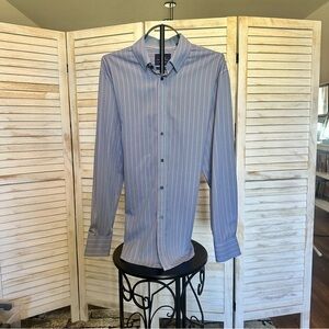 WRK (Work Rest Karma) Patterned Button-Down Men's L Shirt in Navy, White & Pink